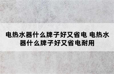 电热水器什么牌子好又省电 电热水器什么牌子好又省电耐用